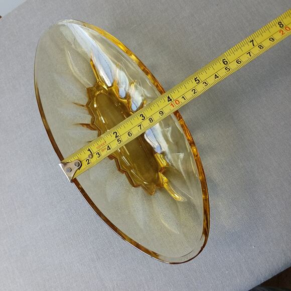Indiana Glass Amber Oval Banana Boat 9" relish candy dish vintage depression - Picture 5 of 10